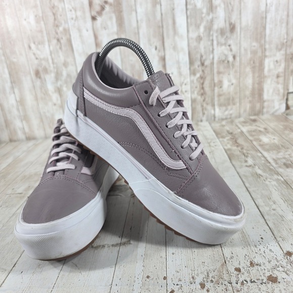 Vans Old Skool Stacked Plum Leather Platform Sneakers Womens 7.5 Mens 6 - Picture 6 of 8